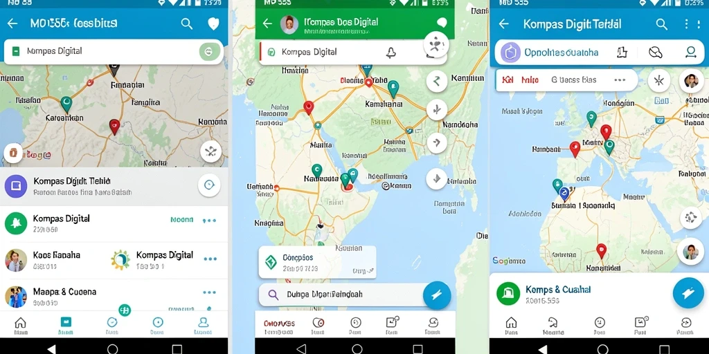 Antarmuka utama MPO555 dengan fitur kompas digital yang intuitif.