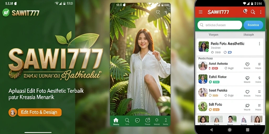 Tampilan antarmuka utama SAWIT777 dengan berbagai alat edit foto aesthetic.