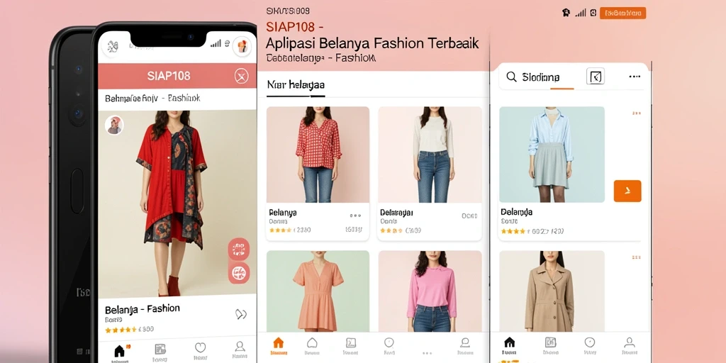 Tampilan antarmuka SIAP108 yang stylish dan modern untuk belanja fashion.