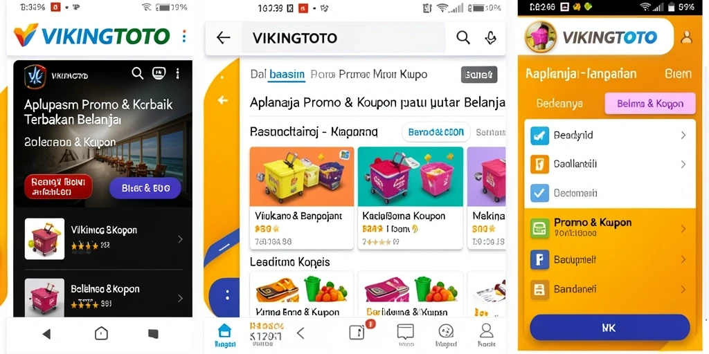 Antarmuka aplikasi VIKINGTOTO yang menampilkan promo dan kupon menarik.